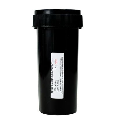 large black pill bottle of capsules